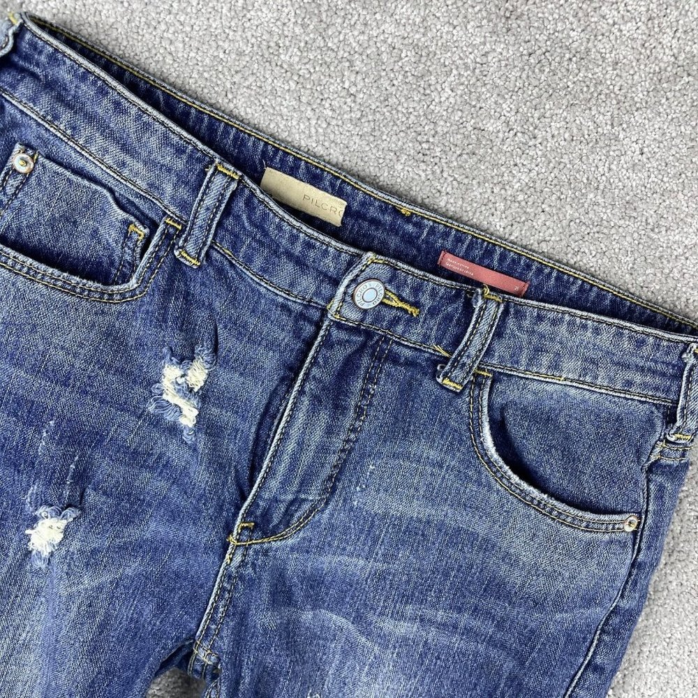 Pilcro Boyfriend Distressed Patched Jeans Womens Sz 25 Mid-Rise Urban Outfitters